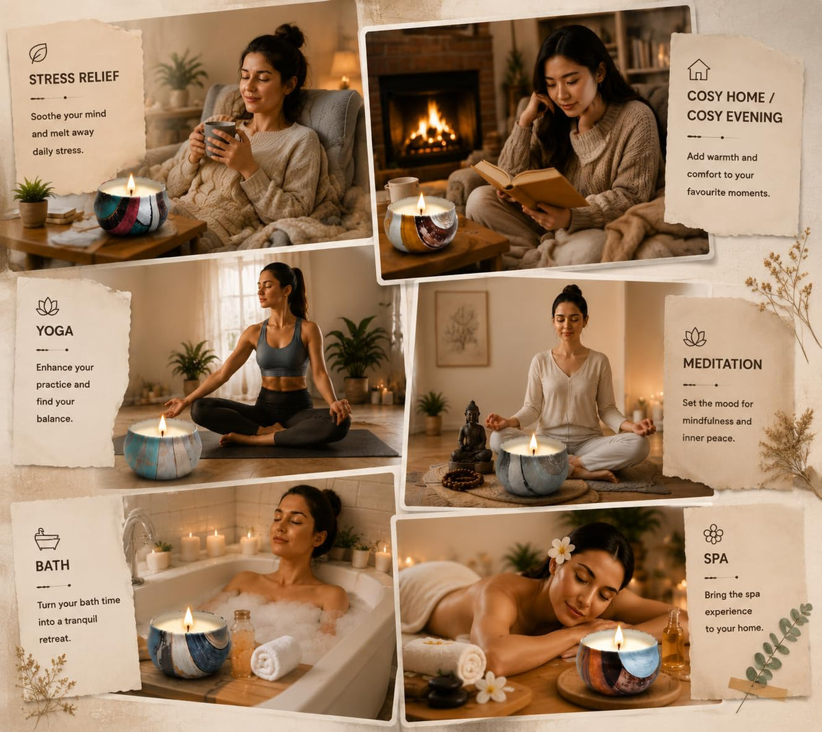 Luxury Scented Candle Gift Set for Women Natural Soy Wax Aromatherapy Candles in Elegant Wooden Gift Box for Relaxing, Self Care & Cosy Home Spa, Small Thoughtful Gift for Birthday, Mum, Christmas