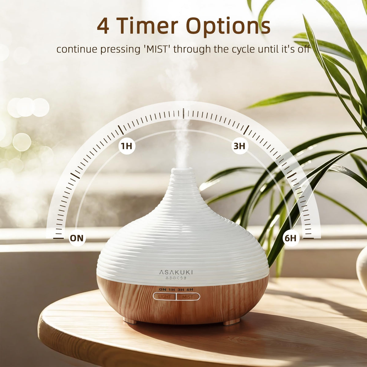 ASAKUKI 300ml Essential Oil Diffuser with 4 Timers & 14 Colour LED Lights
