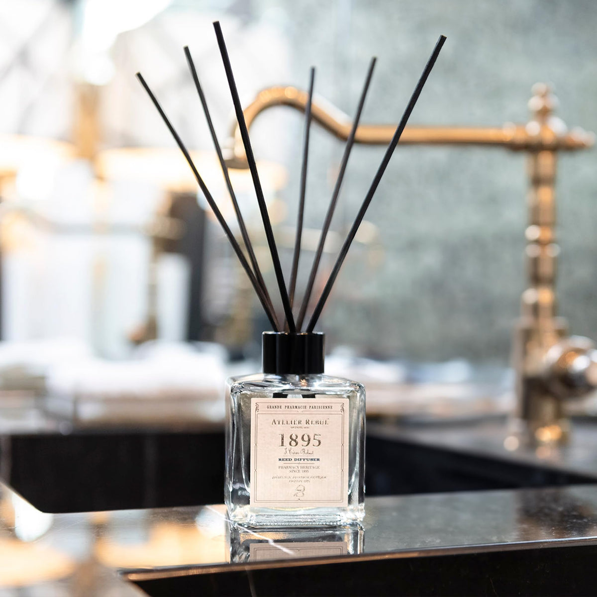 Atelier Rebul 1895 Reed Diffuser 120ml - Citrus & Woody Aroma, Bergamot, Cardamom, Oakmoss Scent - Refreshing Home Fragrance, Lasts 6 Weeks