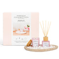 French Connection Marshmallow Home Fragrance Gift Set | Scented Candle & Reed Diffuser with Wooden Plate & Pebbles | Luxury Aromatherapy Set | (Small)