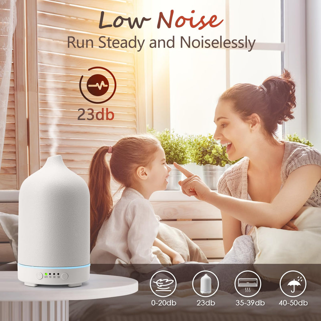 Diffuserlove Ceramic Diffuser 250ML Essential Oil Diffusers Aromatherapy Essential Oil Humidifier for Room Air Humidifier for Home Bedroom Stone Diffuser (White Big Size 250ml)