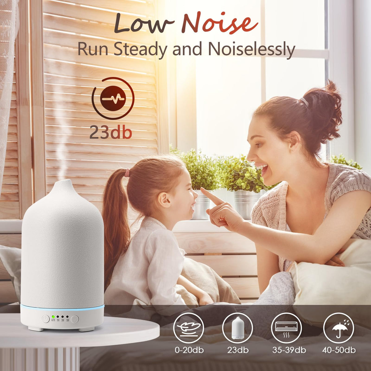 Diffuserlove Ceramic Diffuser 250ML Essential Oil Diffusers Aromatherapy Essential Oil Humidifier for Room Air Humidifier for Home Bedroom Stone Diffuser (White Big Size 250ml)