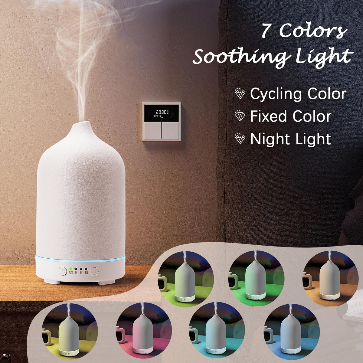 Diffuserlove Ceramic Diffuser 250ML Essential Oil Diffusers Aromatherapy Essential Oil Humidifier for Room Air Humidifier for Home Bedroom Stone Diffuser (White Big Size 250ml)