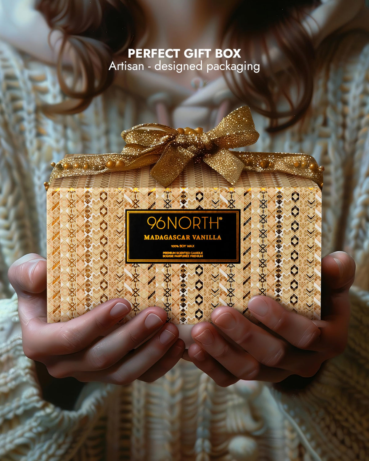 96NORTH Luxury Vanilla Soy Candles | Large 3 Wick Jar Candle | Up to 50 Hours Burning Time | 100% Natural Soy Wax | Relaxing Aromatherapy | Housewarming Gift for Men and Women