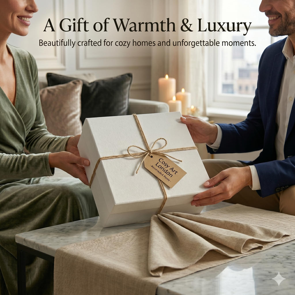 Gift Set | Luxury Sandalwood & Vanilla Relaxation Hamper | Cosy Art London Home Fragrance Box Includes Hand-Poured Soy Candle & Reed Diffuser | Premium Birthday, Anniversary, Pamper Gift