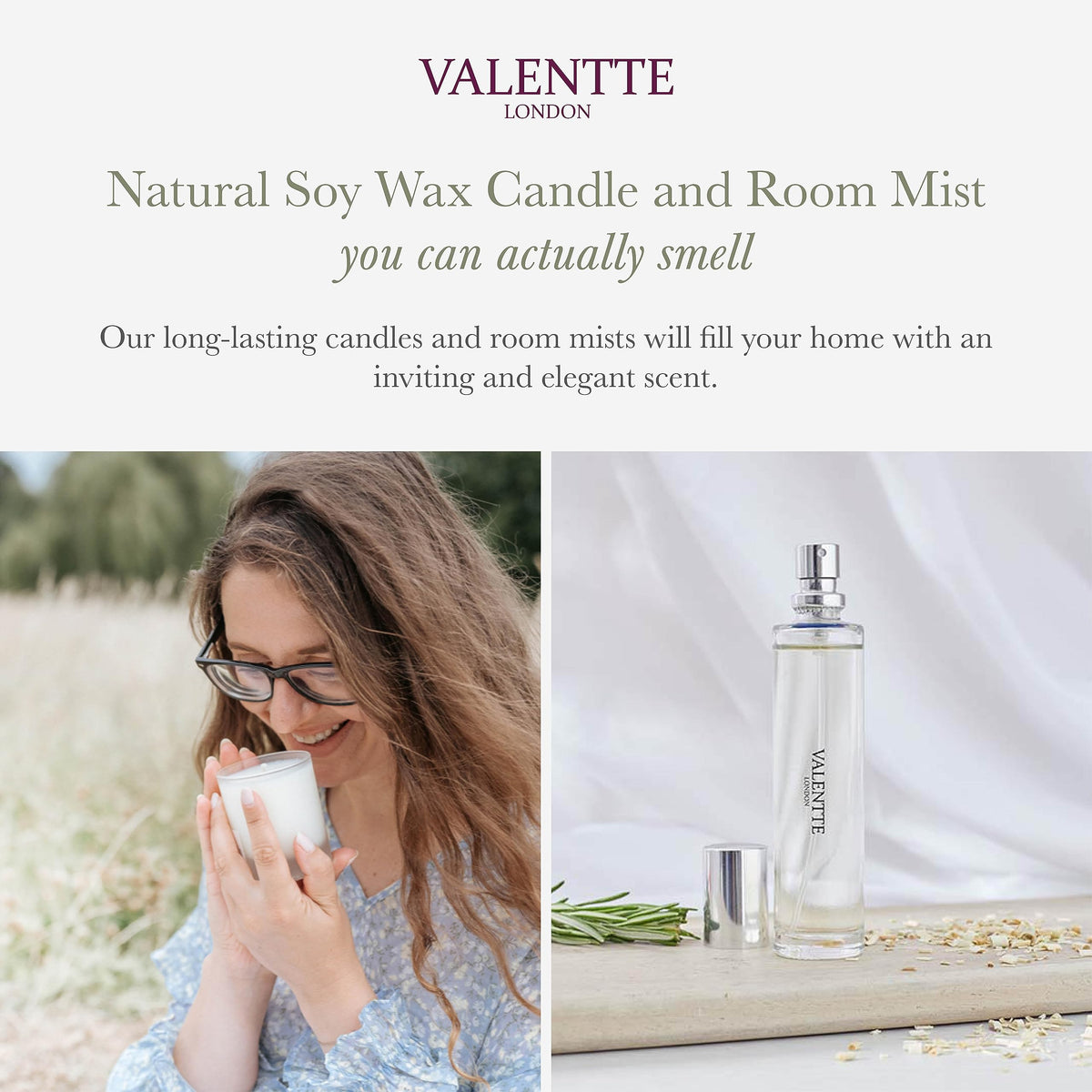 Valentte Candle & Room Mist Gift Set- Lemongrass & Rosemary- 150g/30ml