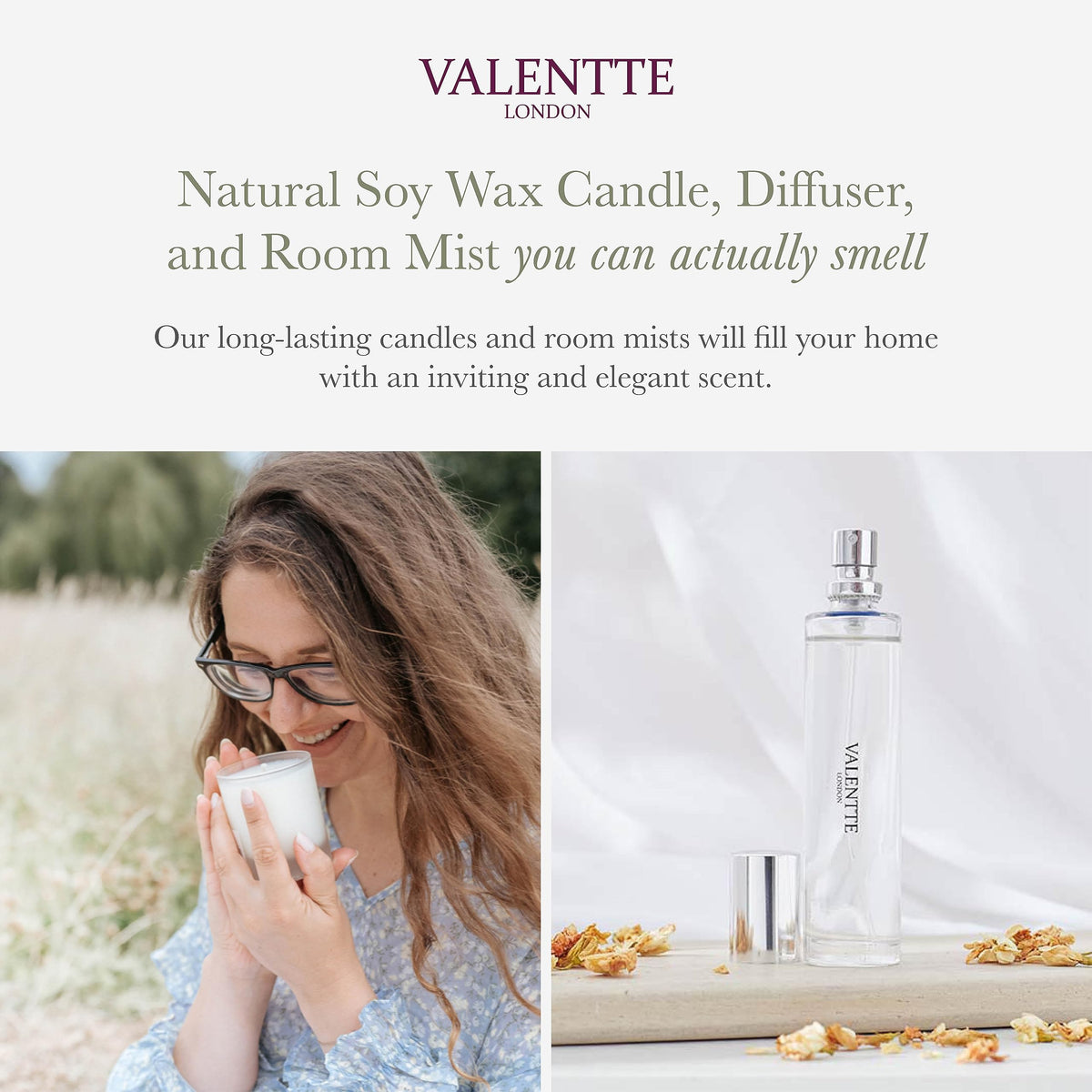 Valentte Gift Box, Jasmine & Rosewood, Diffuser, Candle & Room Mist