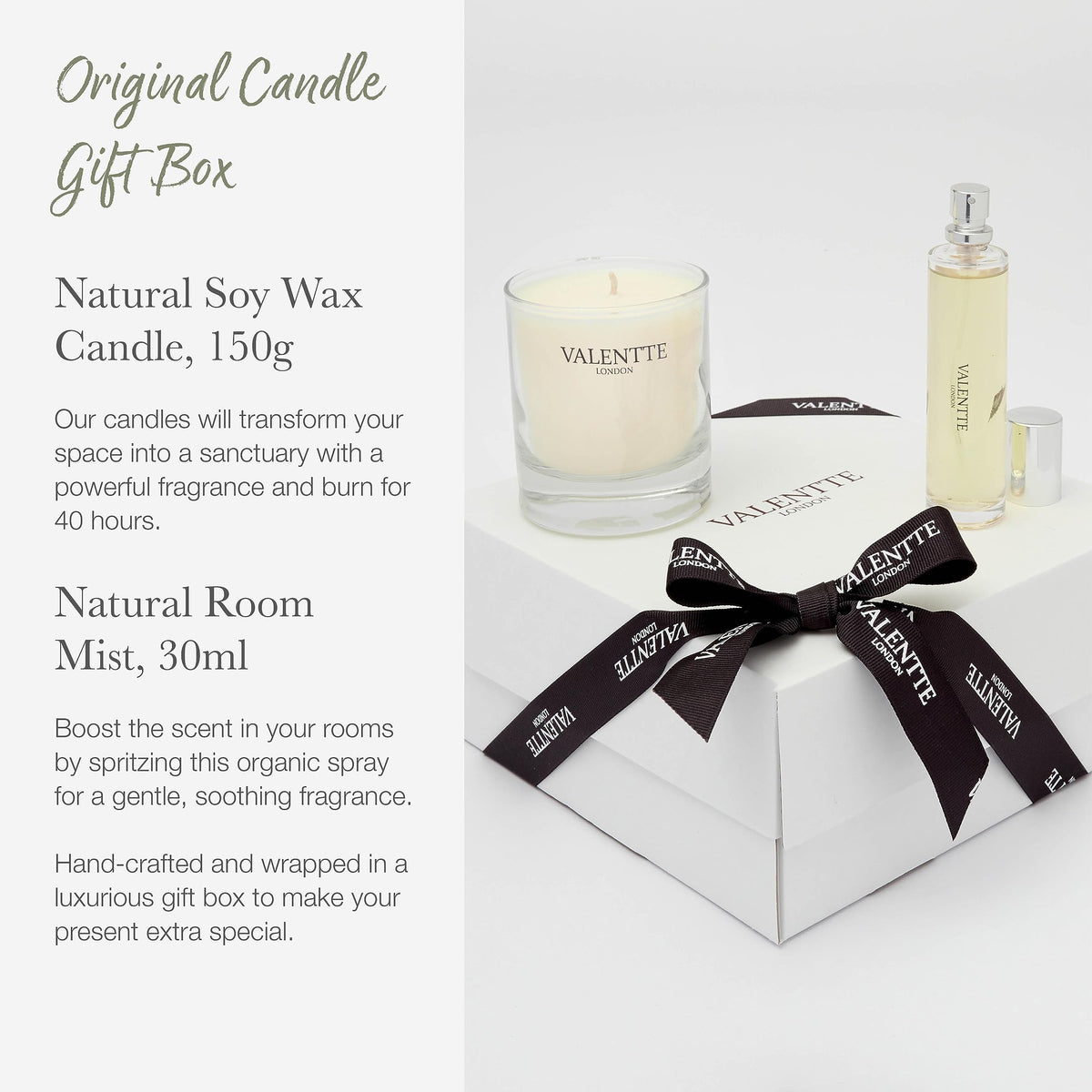 Valentte Candle & Room Mist Gift Set- Lemongrass & Rosemary- 150g/30ml