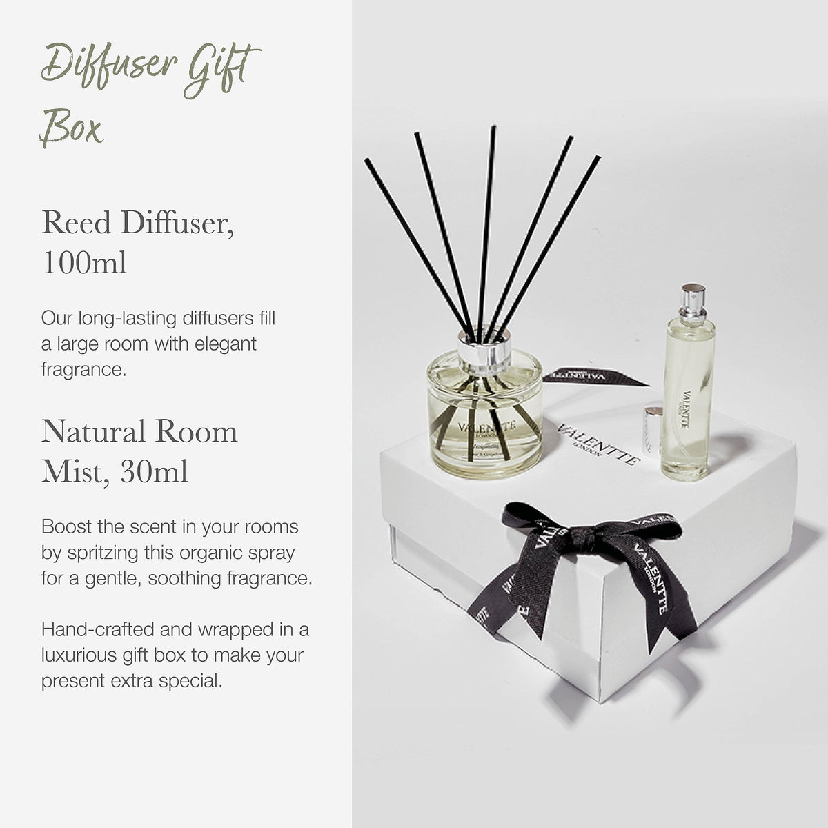 Valentte Reed Diffuser & Mist Gift Set- White Neroli & Lemon- 100ml & 30ml