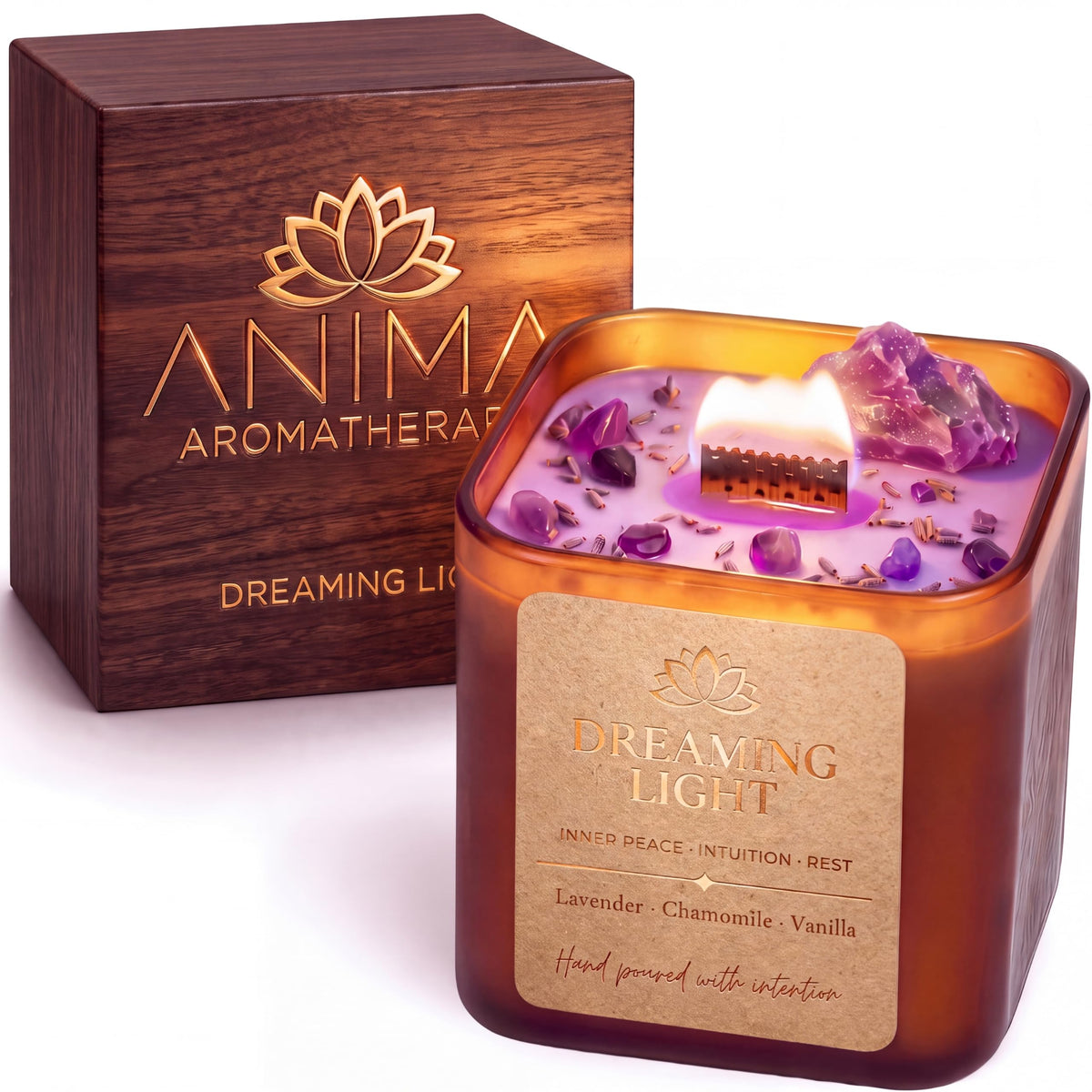Anima® Dreaming Light Crystal Candle for Peace, Intuition & Rest