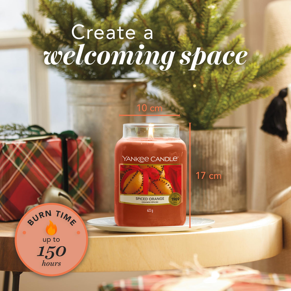 Yankee Candle Scented Candle | Spiced Orange Large Jar Candle | Burn Time: up to 150 Hours| Perfect Gifts for Women