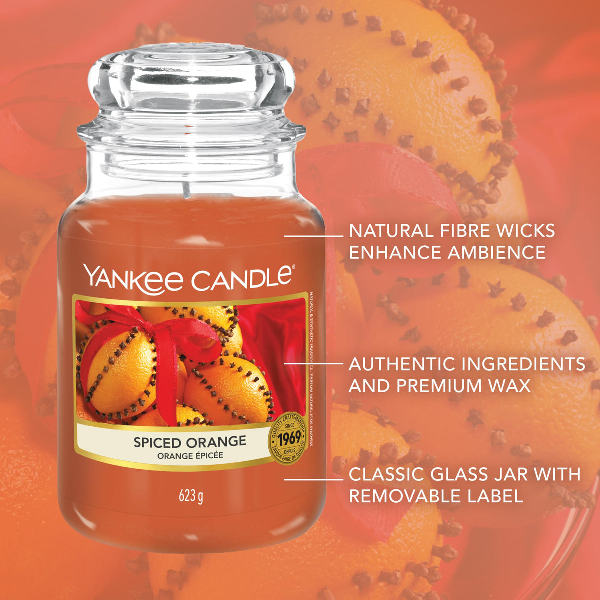 Yankee Candle Scented Candle | Spiced Orange Large Jar Candle | Burn Time: up to 150 Hours| Perfect Gifts for Women