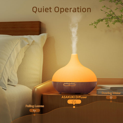 ASAKUKI 300ml Essential Oil Diffuser with 4 Timers & 14 Colour LED Lights