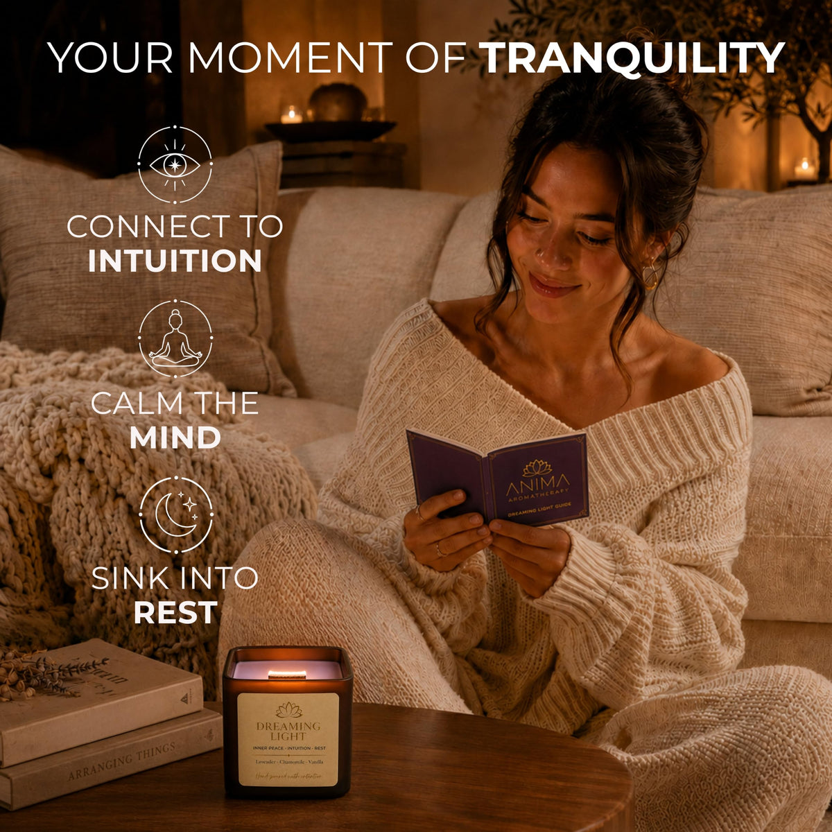 Anima® Dreaming Light Crystal Candle for Peace, Intuition & Rest
